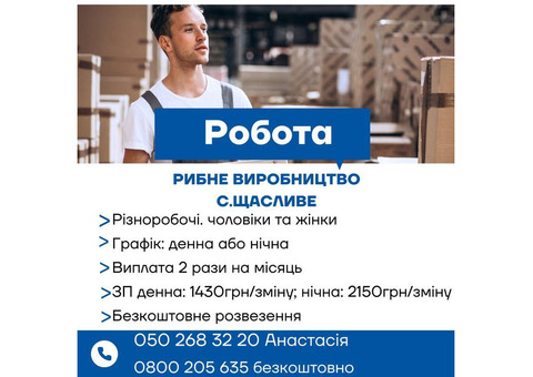 Робота на харчовому виробництві з безкоштовним проживанням у с. Щасливе