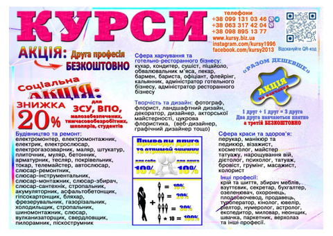 Курси кухар, електрик, зварник, слюсар, перукар