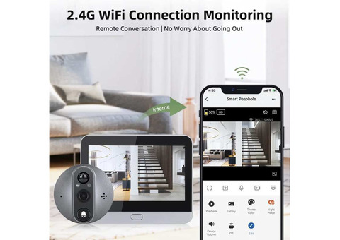 Умный дверной видеоглазок Tuya Wi-Fi R9 Silver